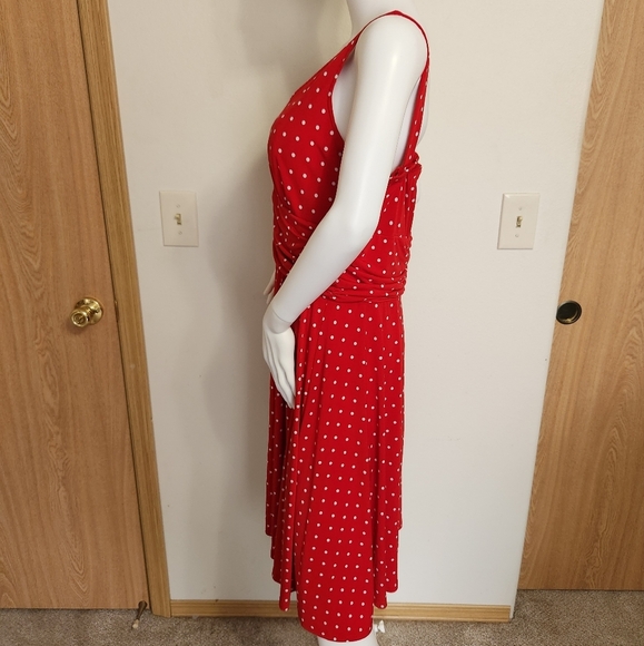 Red R&K polka dot sleeveless dress size 14 - Picture 5 of 11